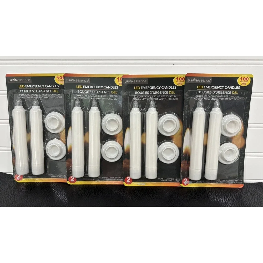 Emergency White LED Candles Luminescence 4 NEW SEALED PACKS 8 Candles Total